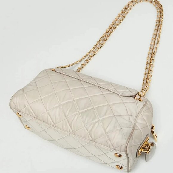 Prada Pomice Tessuto Impuntu Nylon Chain Flap Bag BR4965 - Picture 9 of 12